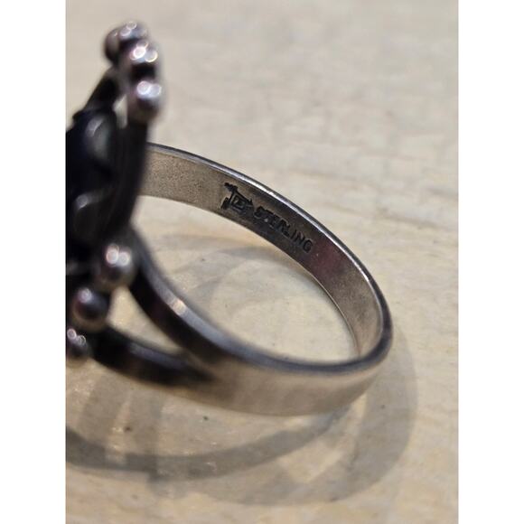 Vintage Bell Trading Post Hematite 925 Sterling Silver Native American Ring, 7.5 - Picture 4 of 7